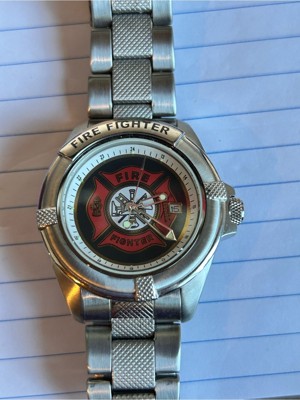 Fire Fighter Stainless Steel Watch - Red Dial